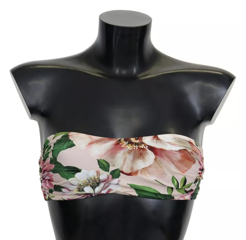 Pink Floral Print Swimsuit Beachwear Bikini Top-Dolce & Gabbana-LabelTerrace.com