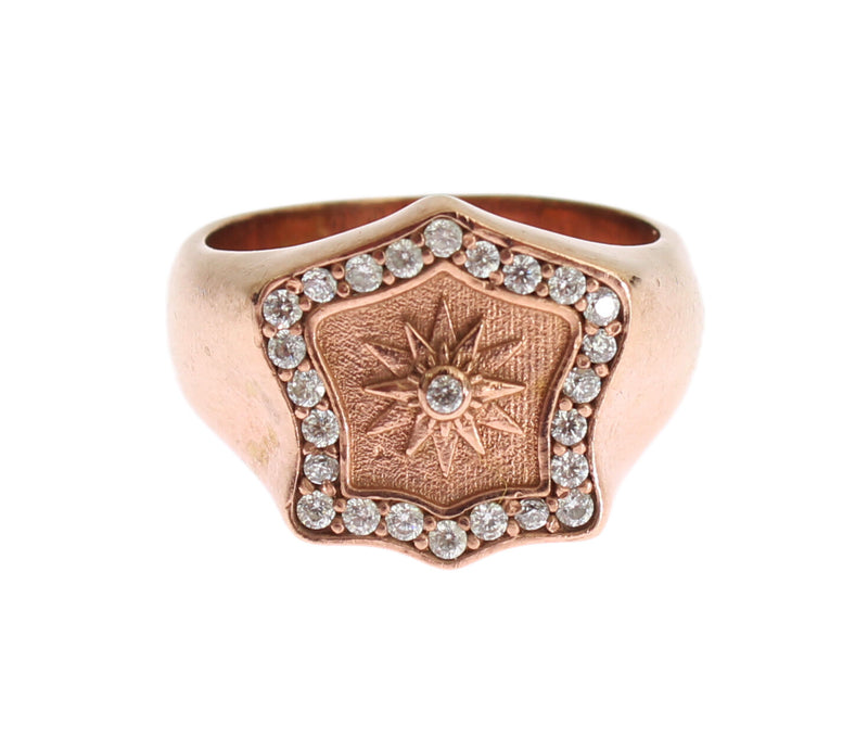 Pink Gold 925 Silver Authentic Clear Ring-Nialaya-LabelTerrace.com
