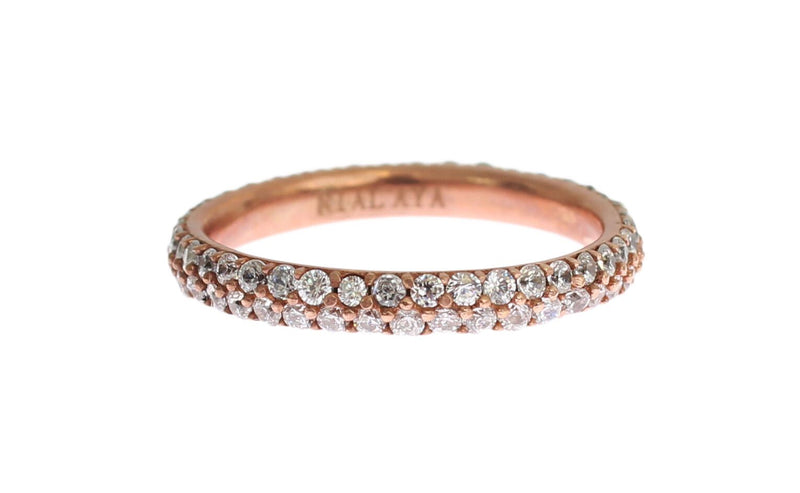 Pink Gold 925 Silver Clear CZ Ring-Nialaya-LabelTerrace.com