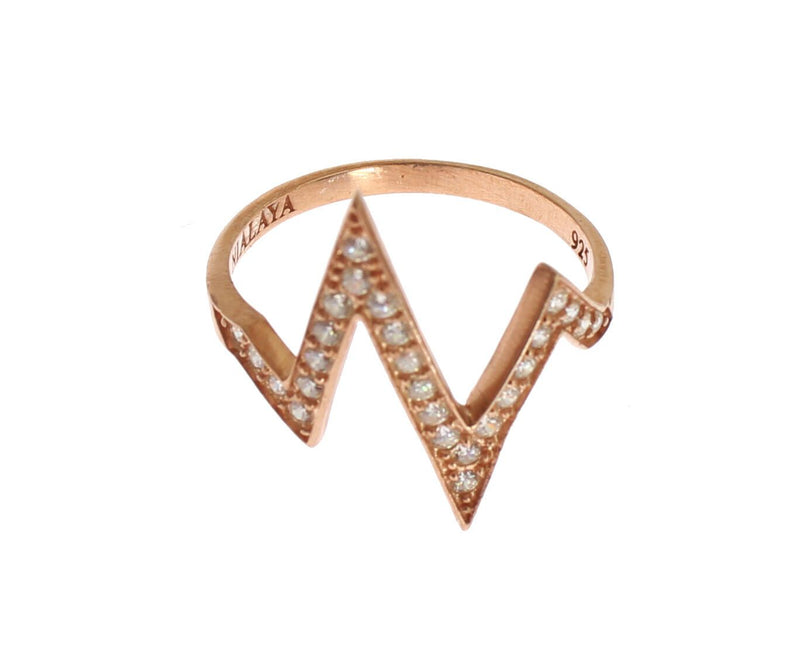 Pink Gold 925 Silver Womens Clear Ring-Nialaya-LabelTerrace.com