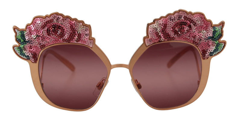 Pink Gold Rose Sequin Embroidery DG2202 Sunglasses-Dolce & Gabbana-LabelTerrace.com