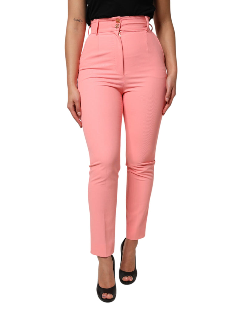 Pink High Waist Dress Tapered Pants-Dolce & Gabbana-LabelTerrace.com