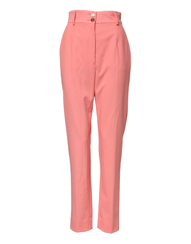 Pink High Waist Tapered Dress Pants-Dolce & Gabbana-LabelTerrace.com