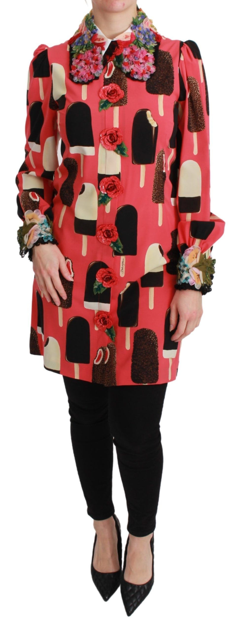 Pink Ice Cream Roses Sequined Dress-Dolce & Gabbana-LabelTerrace.com