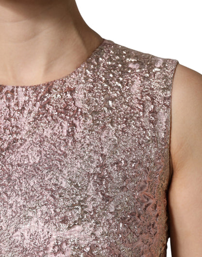 Pink Jacquard Sleeveless Sheath Mini Dress-Dolce & Gabbana-LabelTerrace.com