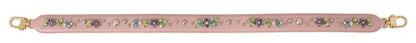 Pink Leather Crystal Stud Accessory Shoulder Strap-Dolce & Gabbana-LabelTerrace.com