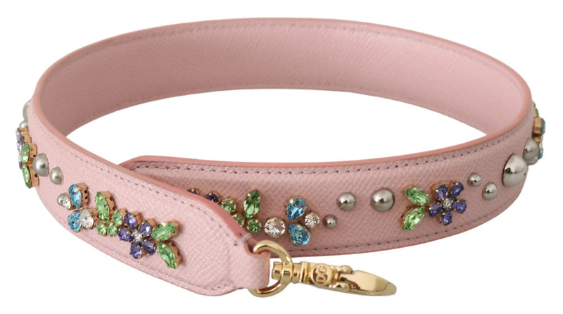 Pink Leather Crystal Stud Accessory Shoulder Strap-Dolce & Gabbana-LabelTerrace.com