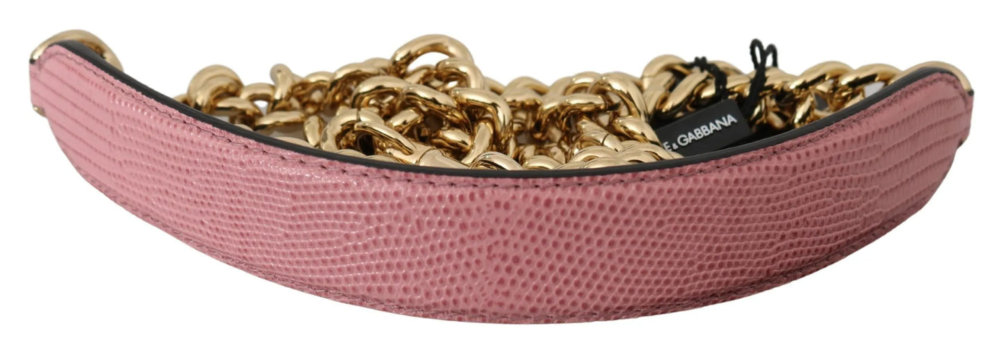 Pink Leather Gold Chain Accessory Shoulder Strap-Dolce & Gabbana-LabelTerrace.com