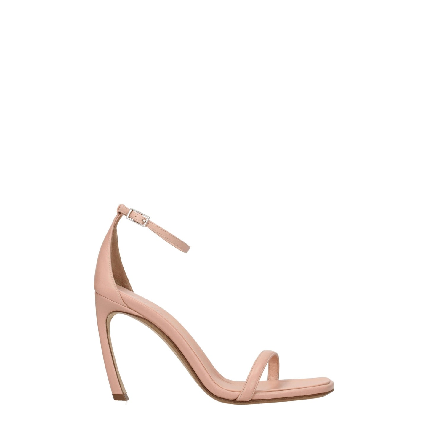 Pink Leather Stiletto Heel Sandals