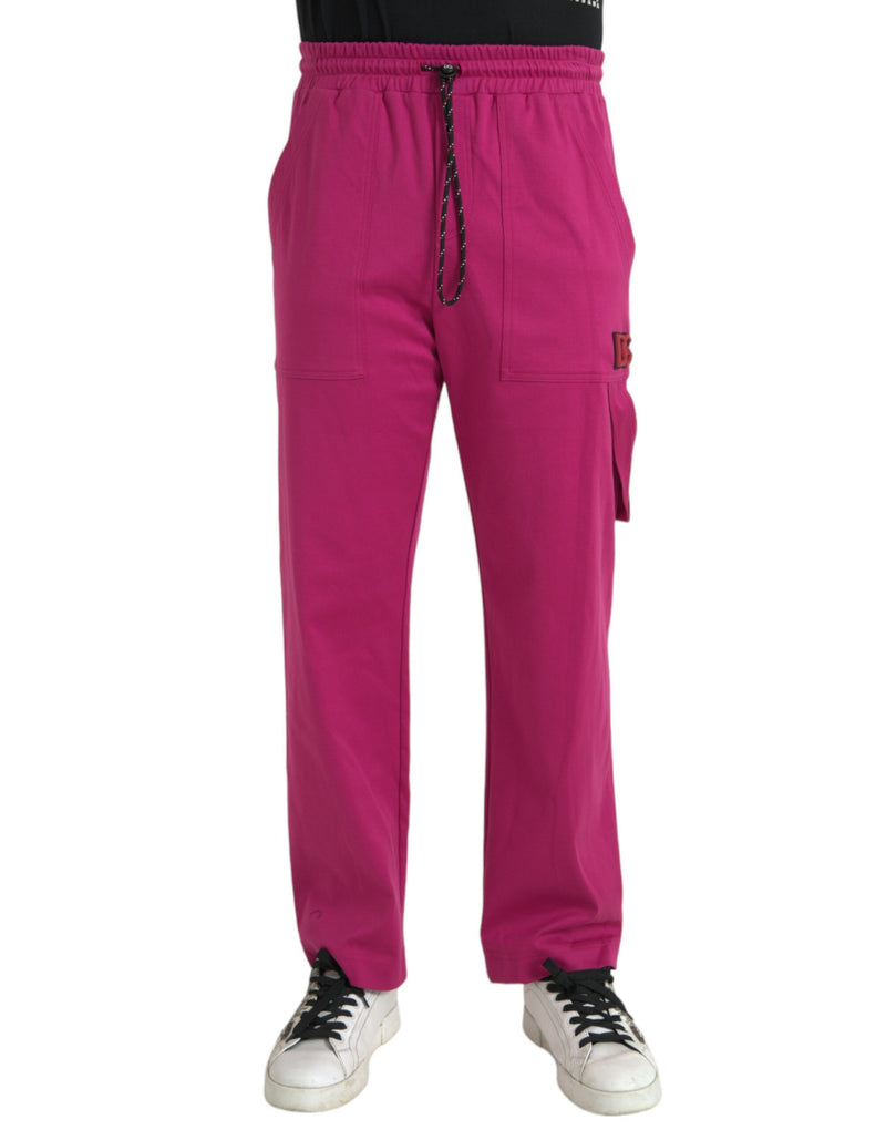Pink Logo Cargo Cotton Jogger Sweatpants Pants-Dolce & Gabbana-LabelTerrace.com