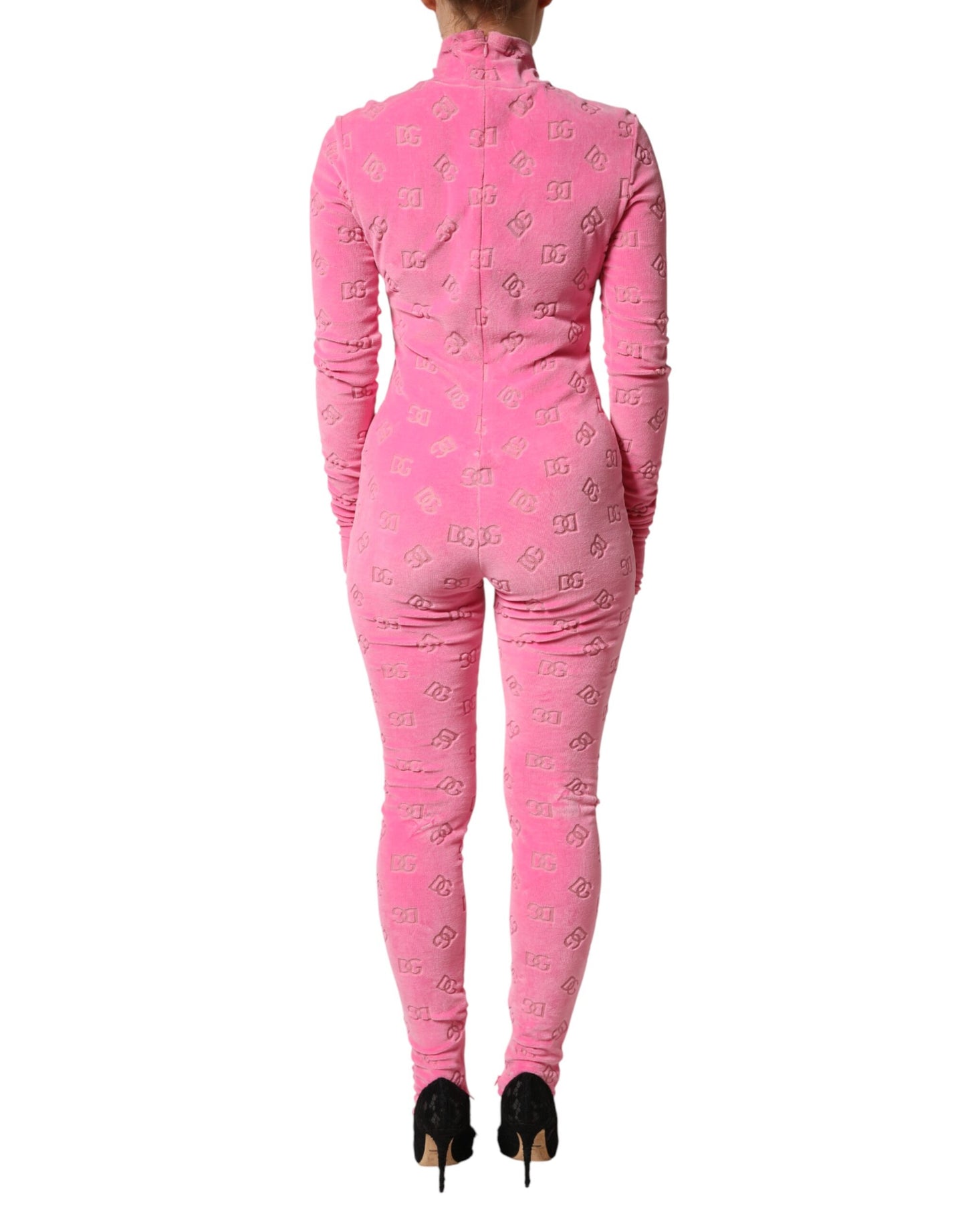Pink Logo Monogram Long Sleeve Jumpsuit Dress