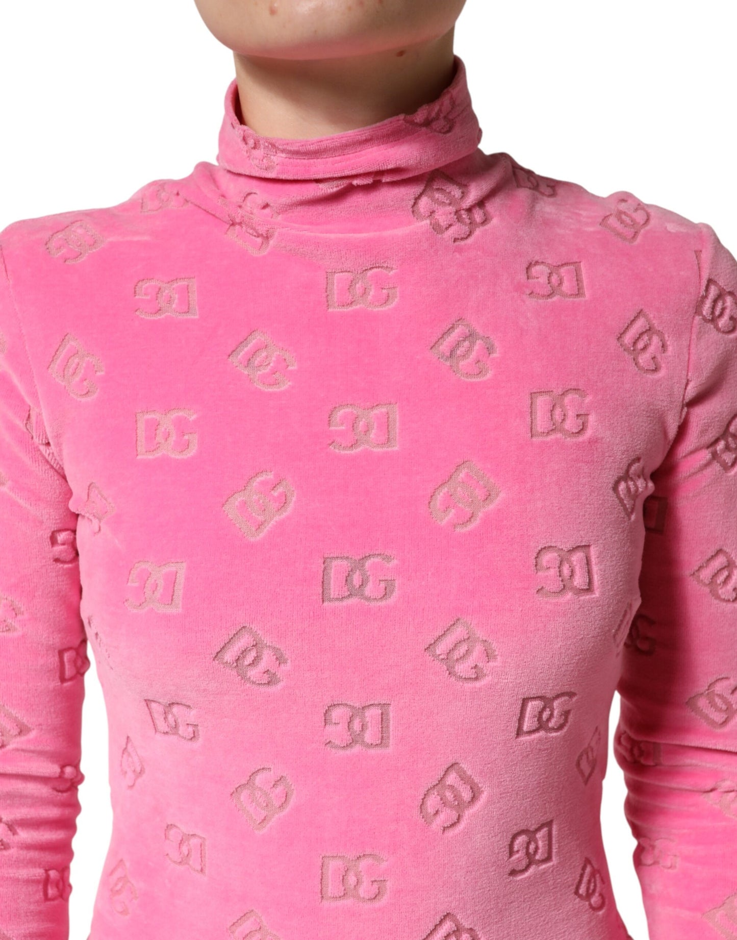 Pink Logo Monogram Long Sleeve Jumpsuit Dress