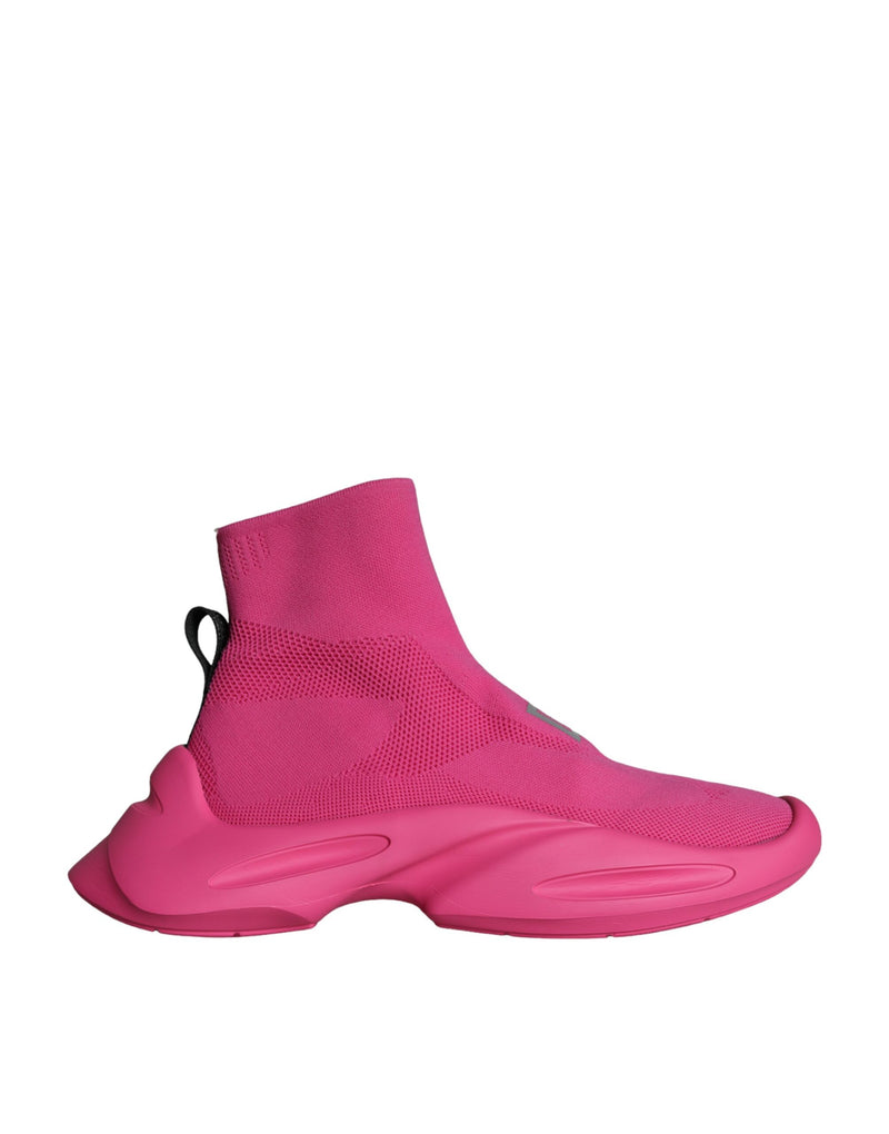 Pink Logo Print Slip On Socks Sneakers Shoes-Dolce & Gabbana-LabelTerrace.com
