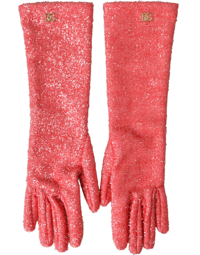 Pink Lurex Fantasia Mid Arm Length Gloves-Dolce & Gabbana-LabelTerrace.com