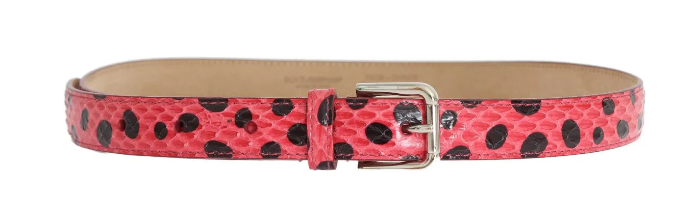 Pink Polka Snakeskin Silver Buckle Belt-Dolce & Gabbana-LabelTerrace.com