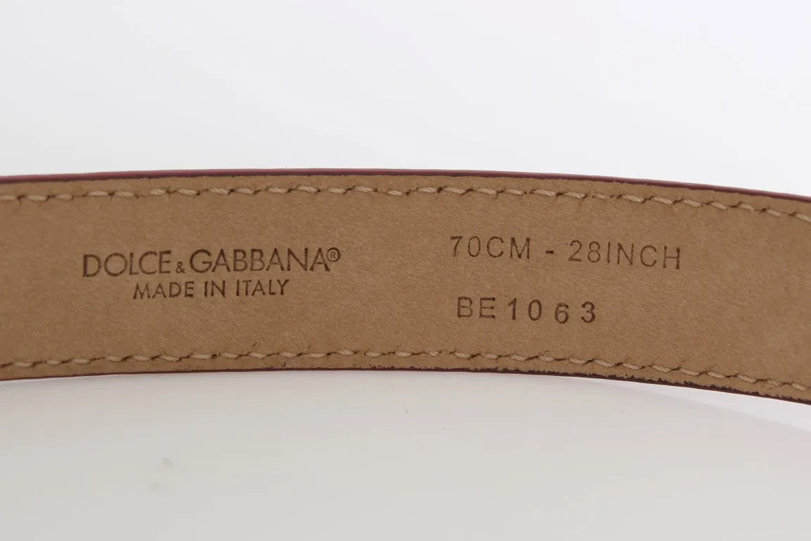 Pink Polka Snakeskin Silver Buckle Belt-Dolce & Gabbana-LabelTerrace.com