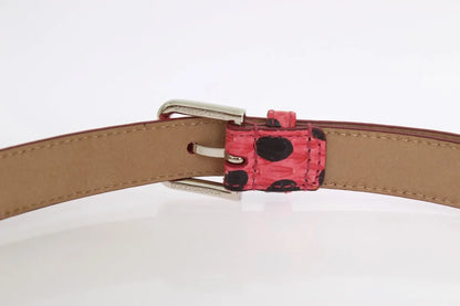 Pink Polka Snakeskin Silver Buckle Belt-Dolce & Gabbana-LabelTerrace.com