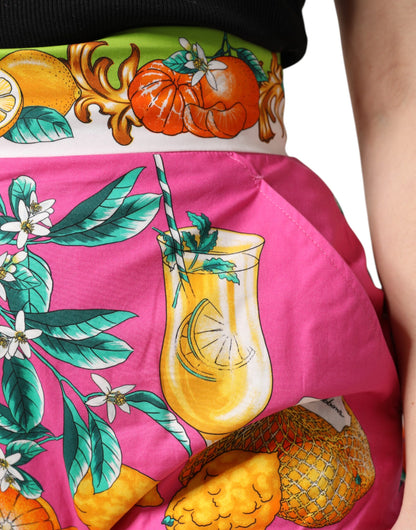 Pink Printed High Waist Hot Pants Shorts-Dolce & Gabbana-LabelTerrace.com