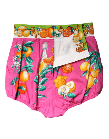 Pink Printed High Waist Hot Pants Shorts-Dolce & Gabbana-LabelTerrace.com