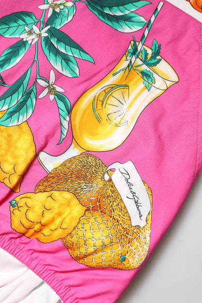 Pink Printed High Waist Hot Pants Shorts-Dolce & Gabbana-LabelTerrace.com