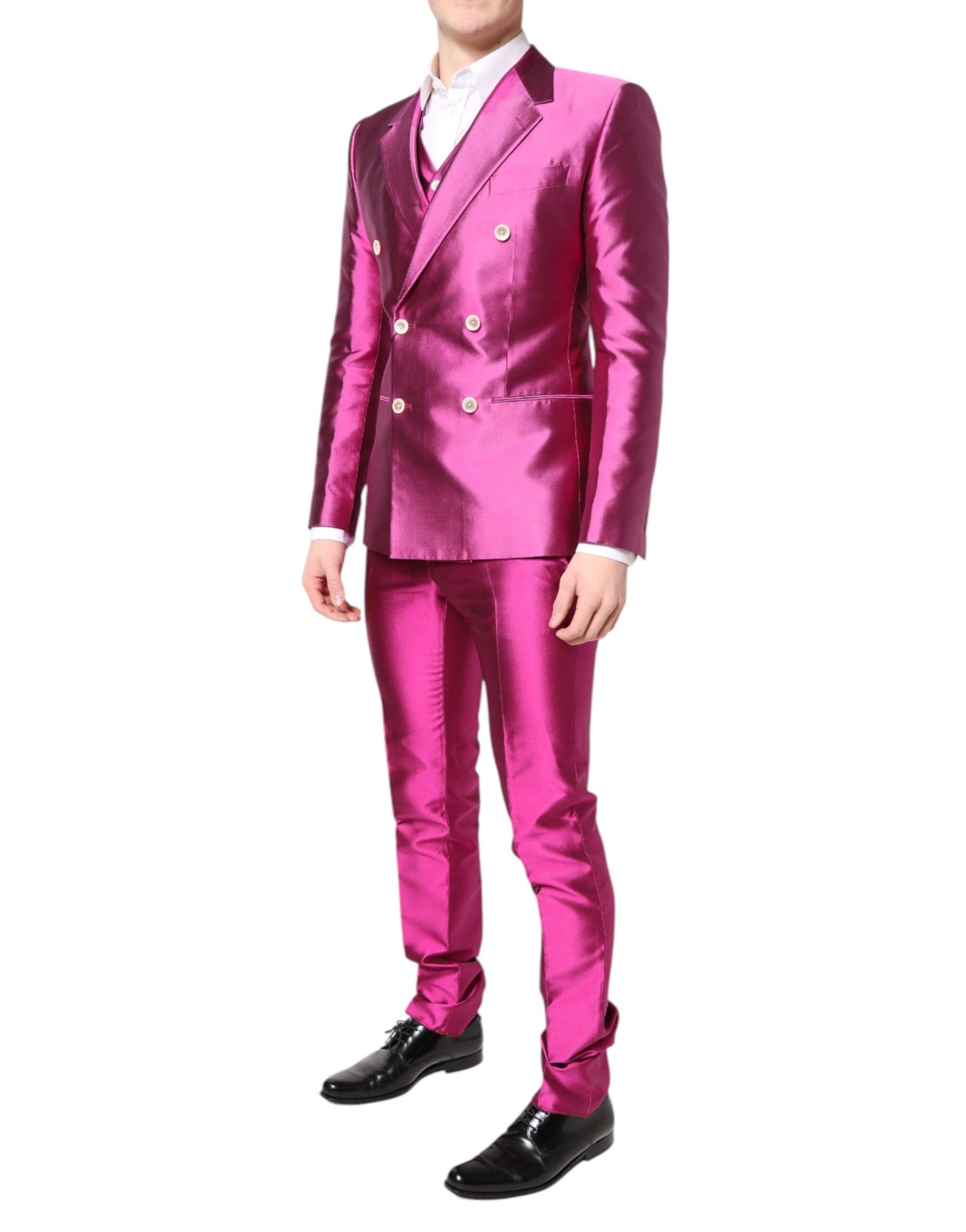 Pink SICILIA Double Breasted 3 Piece Suit-Dolce & Gabbana-LabelTerrace.com