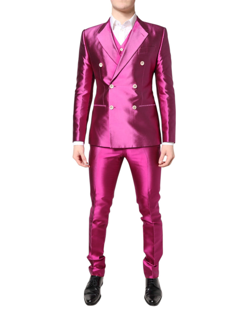 Pink SICILIA Double Breasted 3 Piece Suit-Dolce & Gabbana-LabelTerrace.com