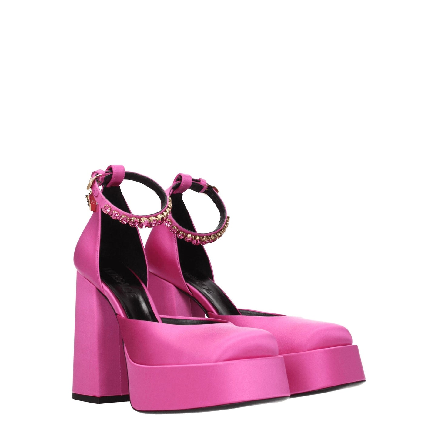 Pink Satin Platform Pumps-Versace-LabelTerrace.com