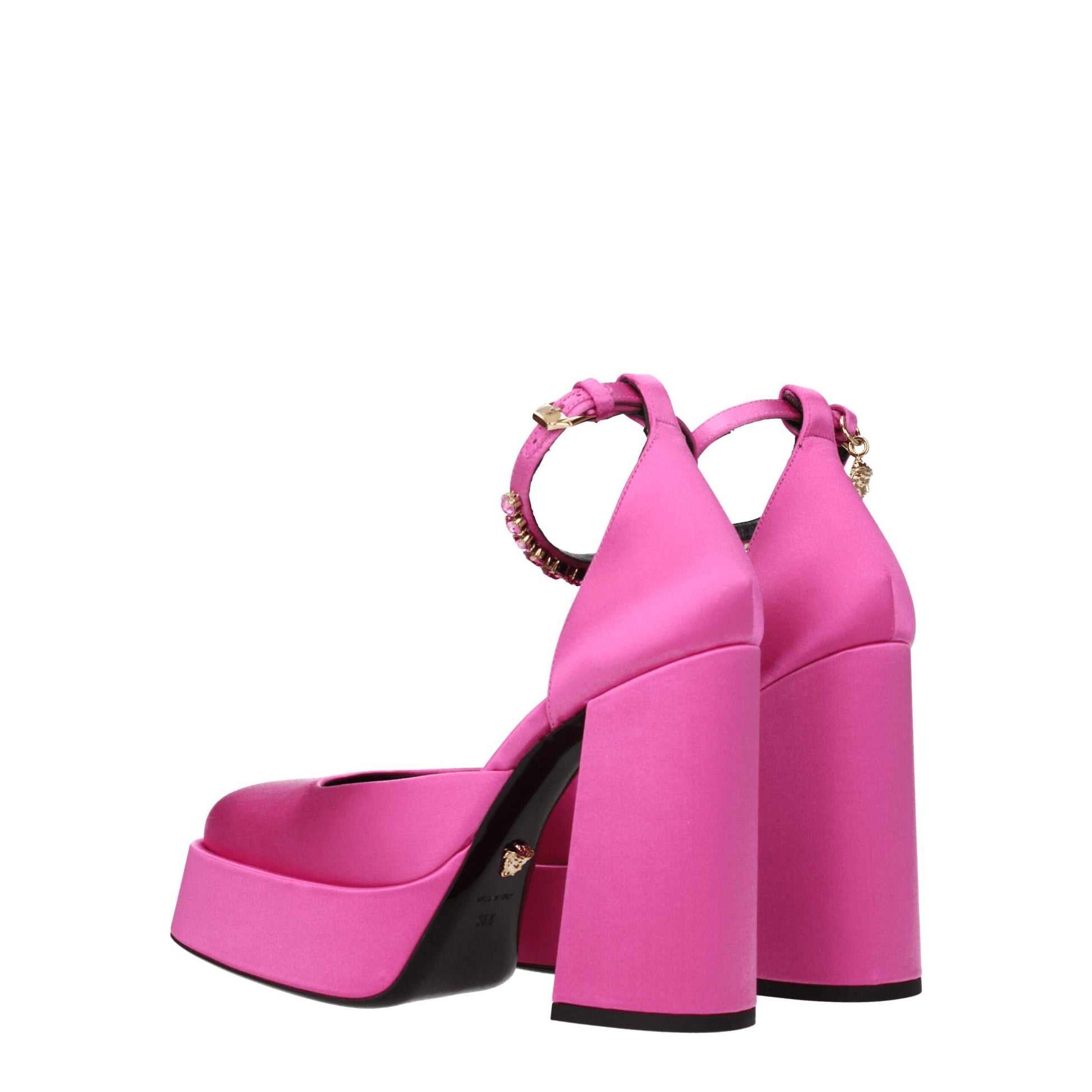 Pink Satin Platform Pumps-Versace-LabelTerrace.com