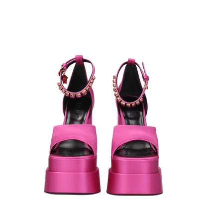 Pink Satin Platform Sandals-Versace-LabelTerrace.com