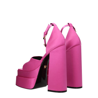 Pink Satin Platform Sandals-Versace-LabelTerrace.com