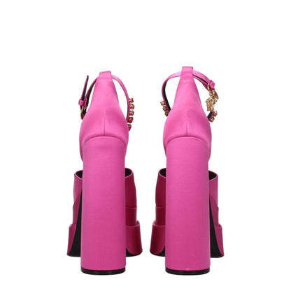 Pink Satin Platform Sandals-Versace-LabelTerrace.com