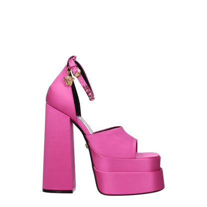Pink Satin Platform Sandals-Versace-LabelTerrace.com