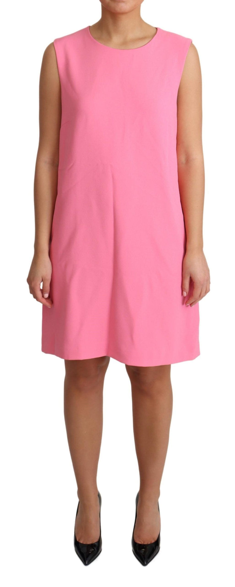 Pink Shift Sleeveless Knee Length Dress-Dolce & Gabbana-LabelTerrace.com