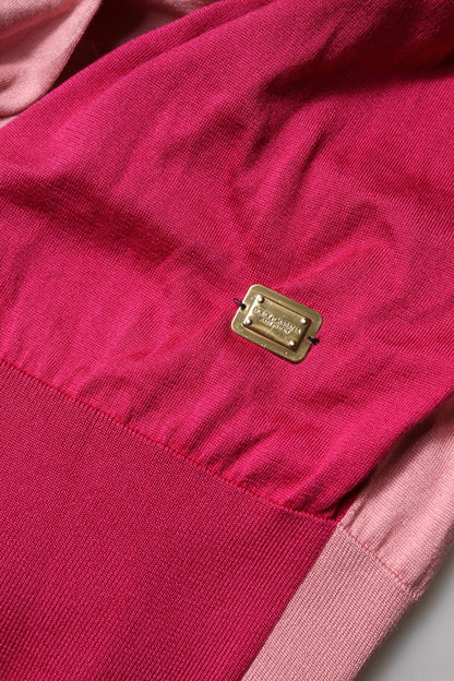 Pink Short Sleeves Buttoned Ascot Collar Top-Dolce & Gabbana-LabelTerrace.com