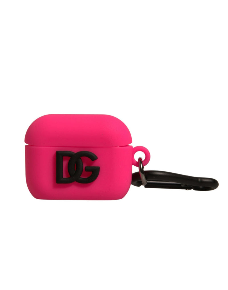 Pink Silicone Rubber Logo Embossed Airpods Case-Dolce & Gabbana-LabelTerrace.com