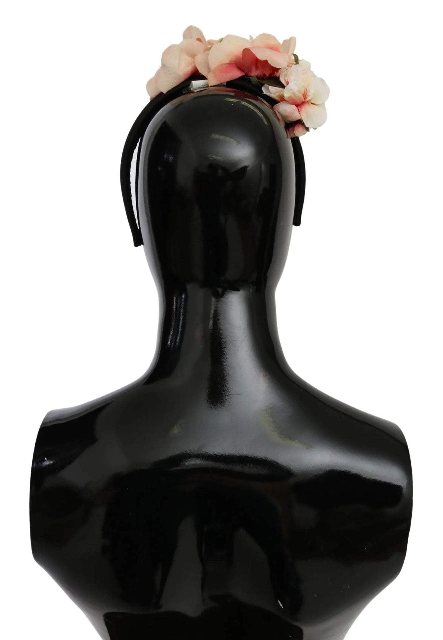 Pink Silk Black Floral Headband Logo Diadem-Dolce & Gabbana-LabelTerrace.com