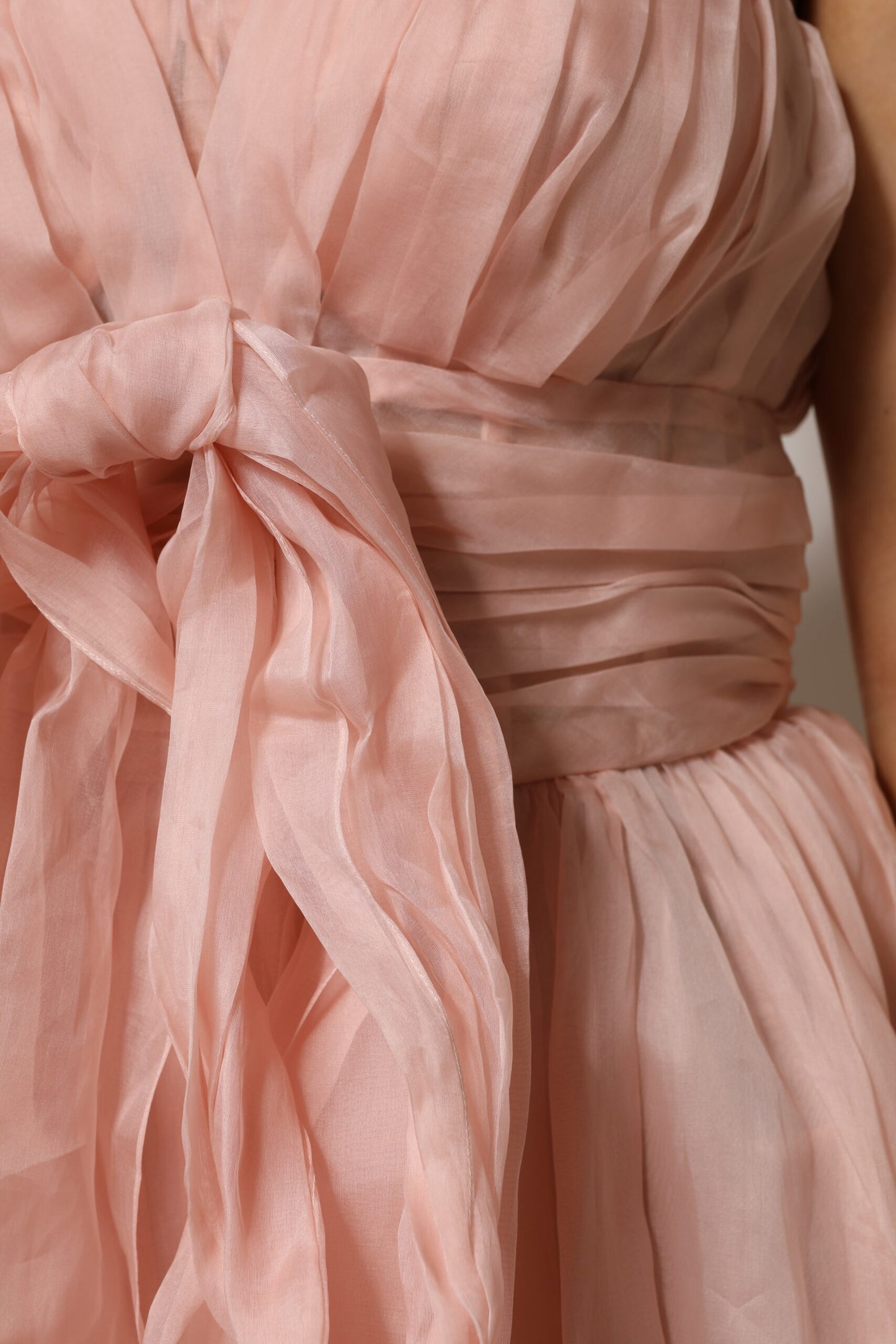 Pink Silk Chiffon A-line Pleated Midi Dress-Dolce & Gabbana-LabelTerrace.com