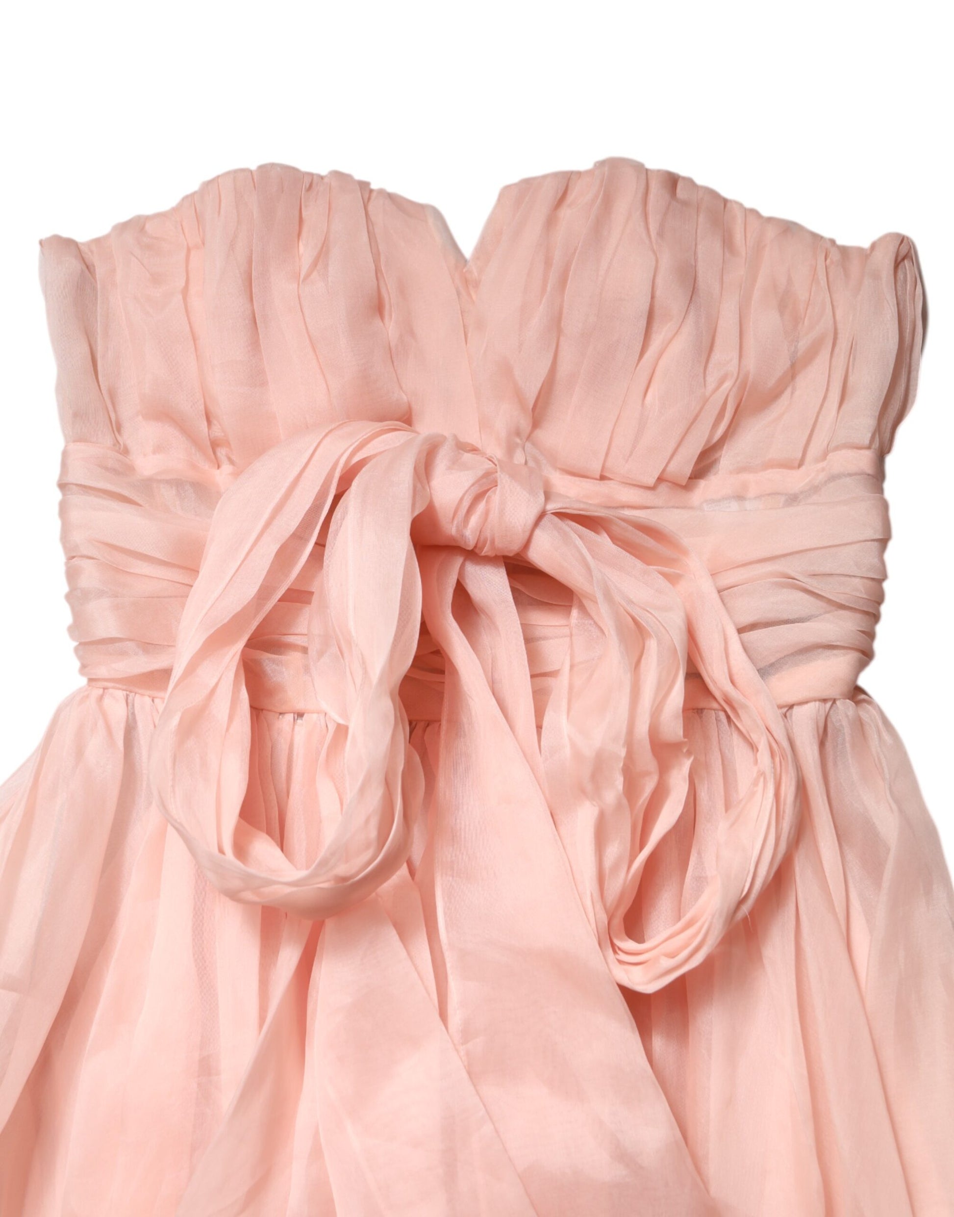 Pink Silk Chiffon A-line Pleated Midi Dress-Dolce & Gabbana-LabelTerrace.com