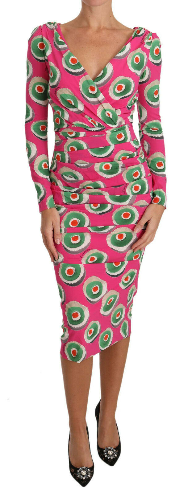 Pink Silk Cup Cake Sheath Stretch Dress-Dolce & Gabbana-LabelTerrace.com
