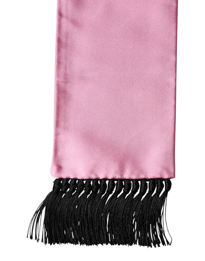 Pink Silk Fringes Neck Wrap Foulard Scarf