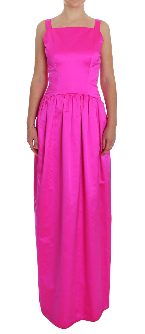 Pink Silk Long Sheath Ball Gown Dress-Dolce & Gabbana-LabelTerrace.com