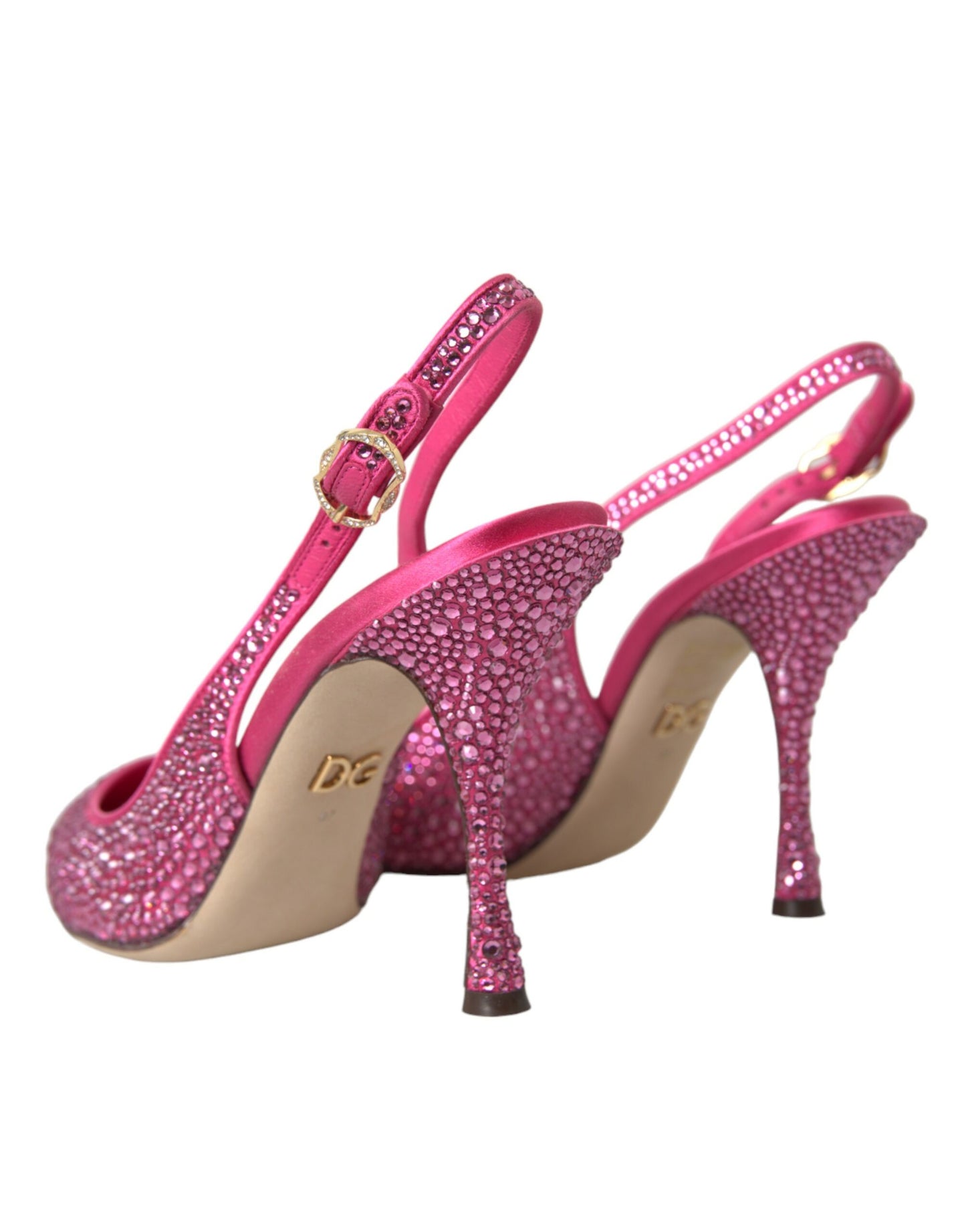 Pink Slingbacks Crystal Pumps Shoes-Dolce & Gabbana-LabelTerrace.com