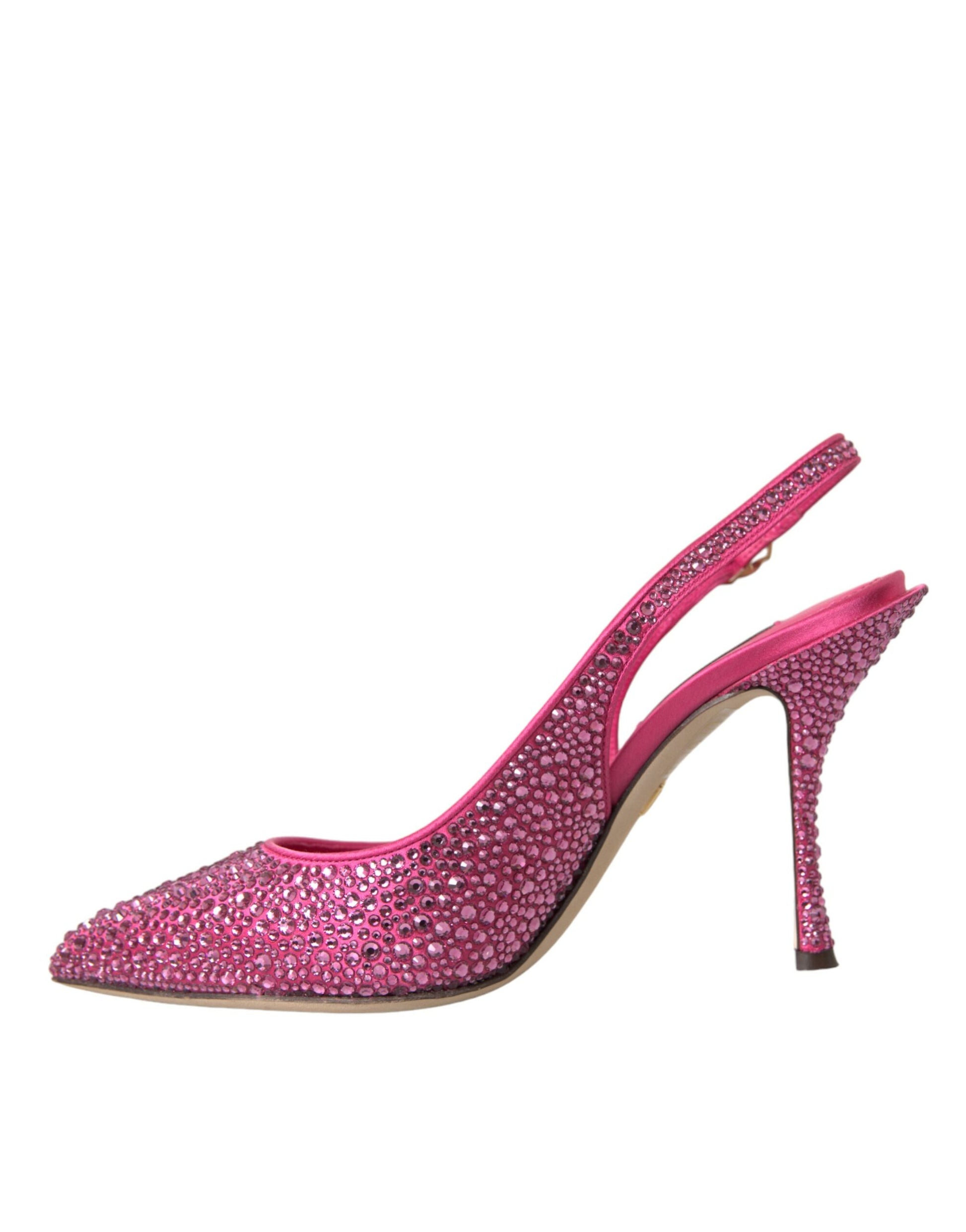 Pink Slingbacks Crystal Pumps Shoes-Dolce & Gabbana-LabelTerrace.com
