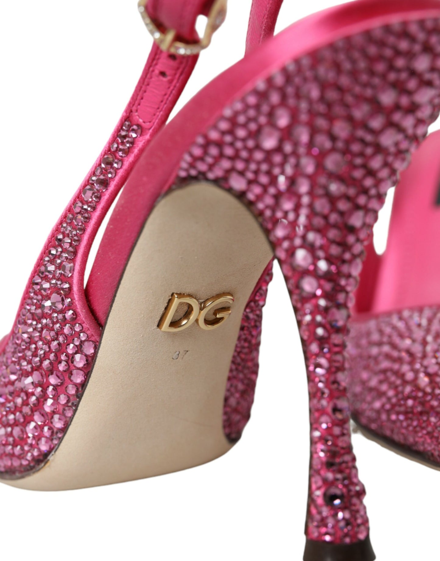 Pink Slingbacks Crystal Pumps Shoes-Dolce & Gabbana-LabelTerrace.com