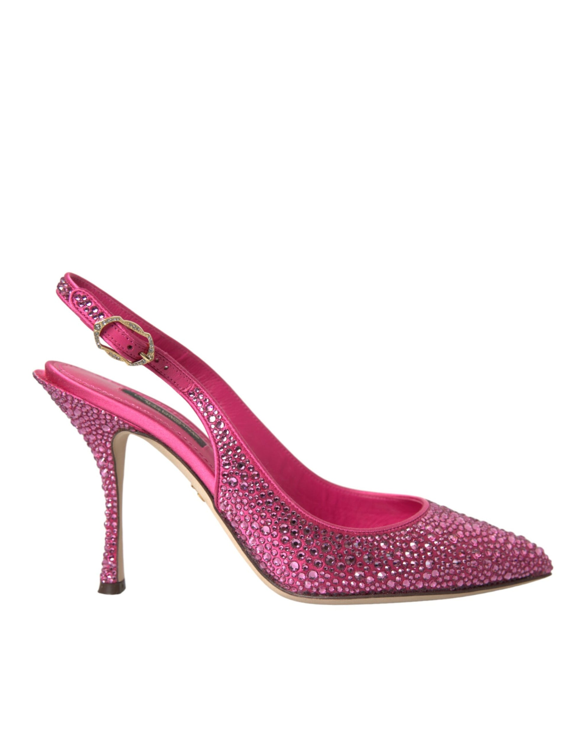 Pink Slingbacks Crystal Pumps Shoes-Dolce & Gabbana-LabelTerrace.com