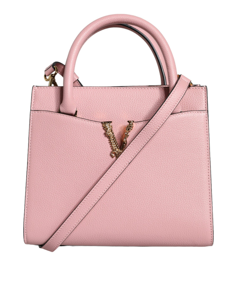 Pink Small Top Handle Grainy Calf Leather Crossbody Bag-Versace-LabelTerrace.com