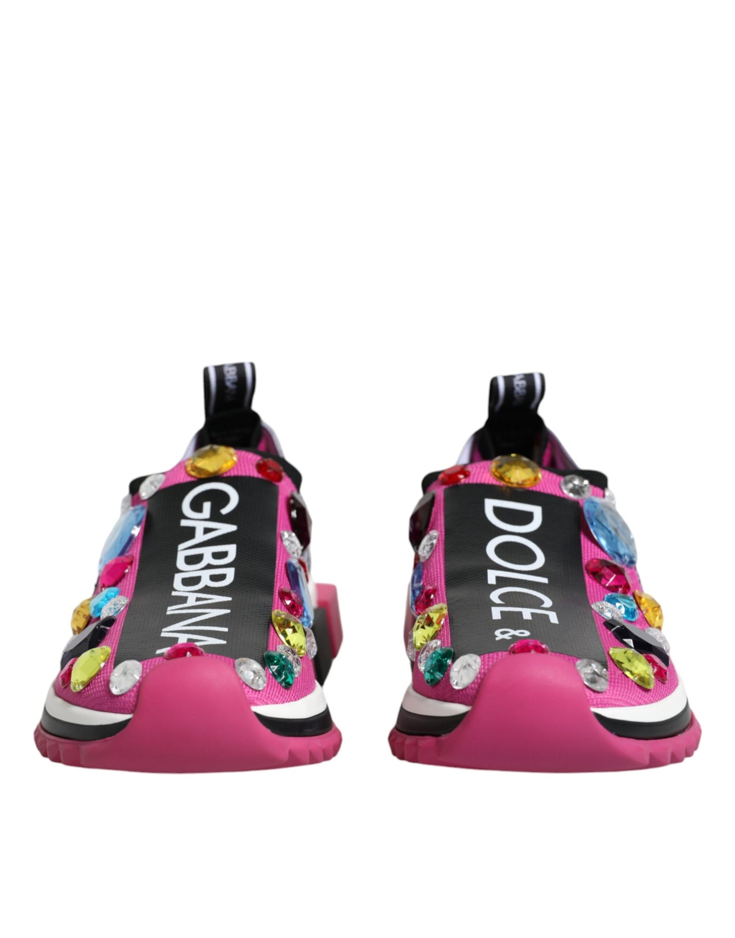 Pink Sorrento Crystals Low Top Sneakers Shoes-Dolce & Gabbana-LabelTerrace.com