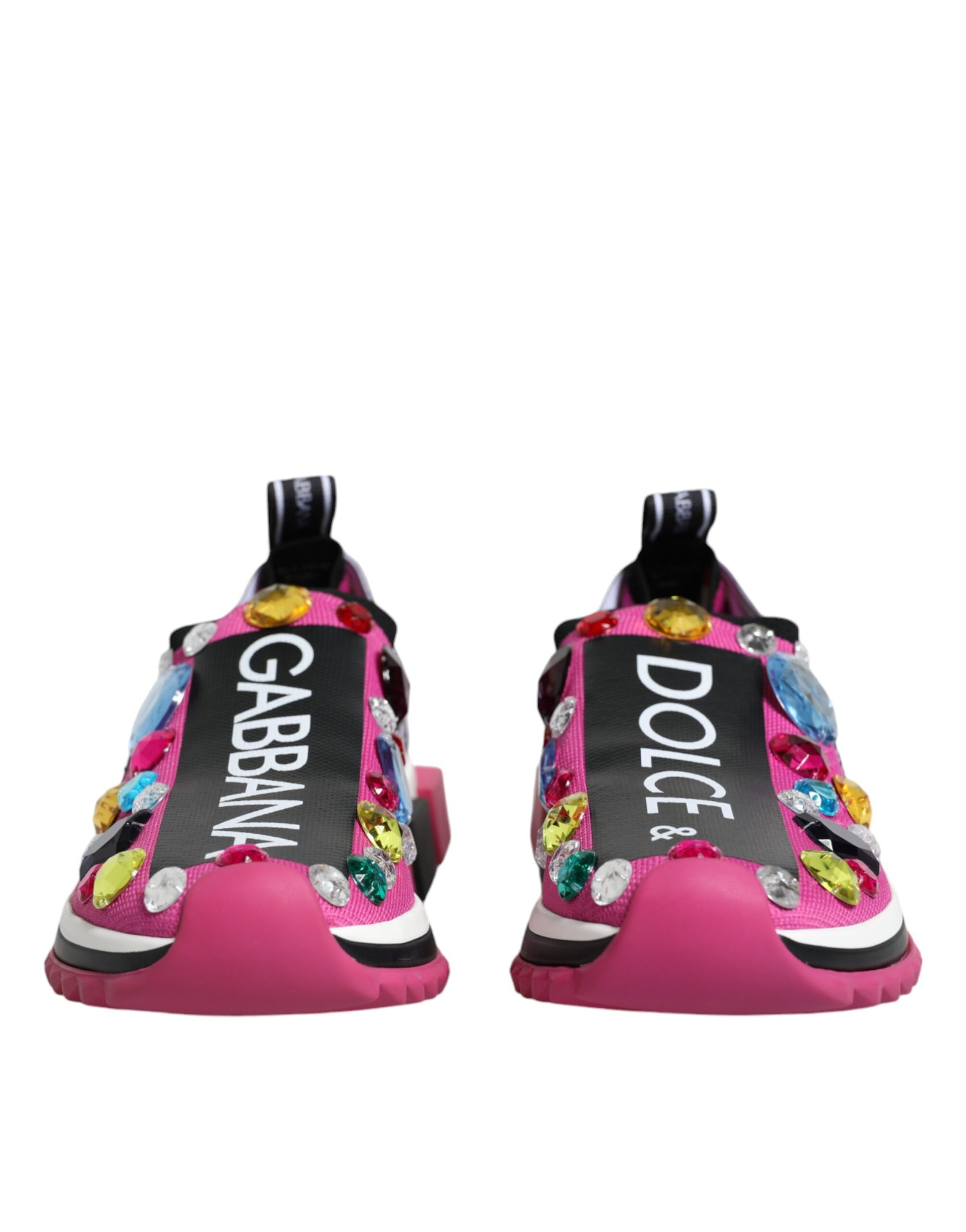 Pink Sorrento Crystals Low Top Sneakers Shoes-Dolce & Gabbana-LabelTerrace.com