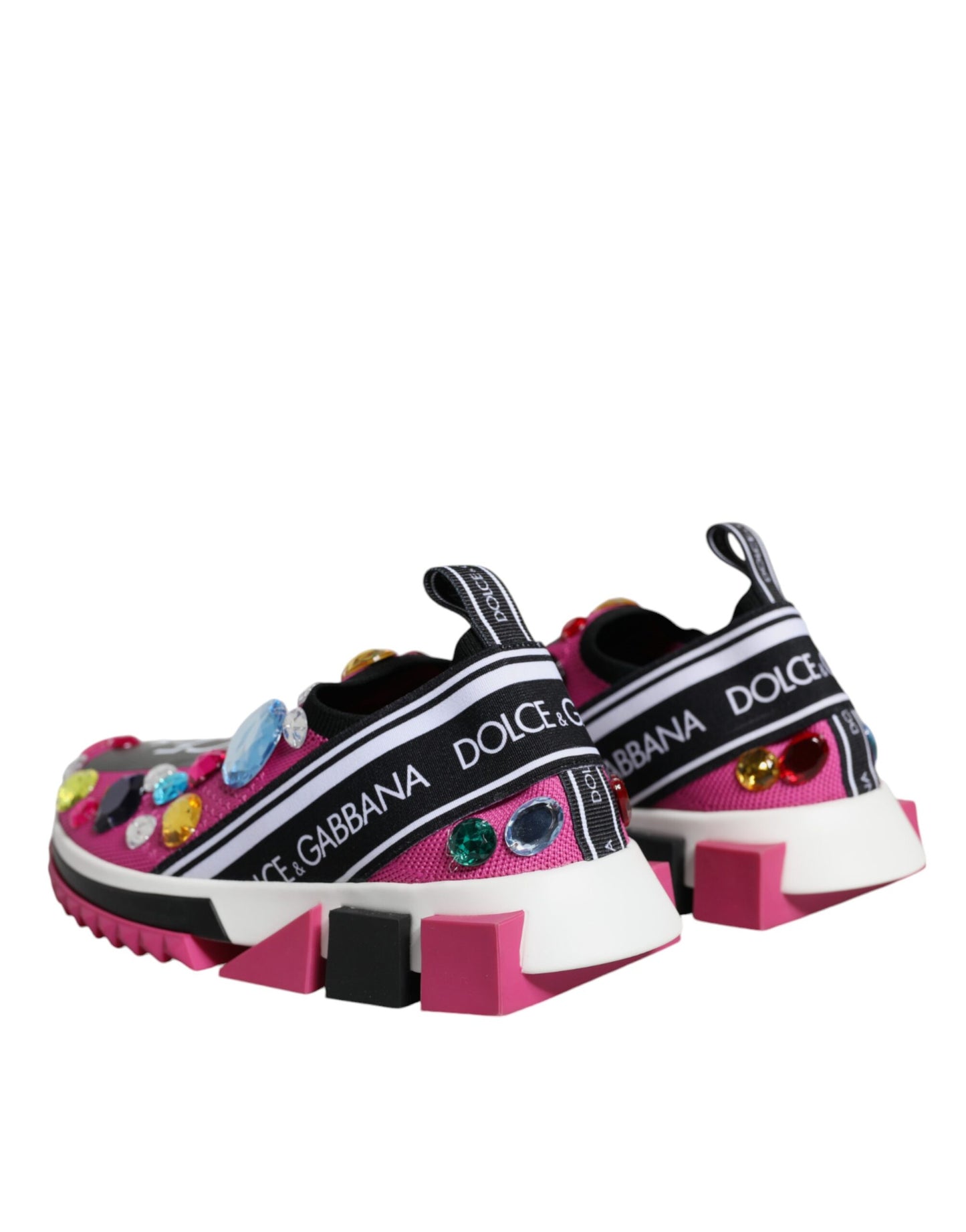 Pink Sorrento Crystals Low Top Sneakers Shoes-Dolce & Gabbana-LabelTerrace.com