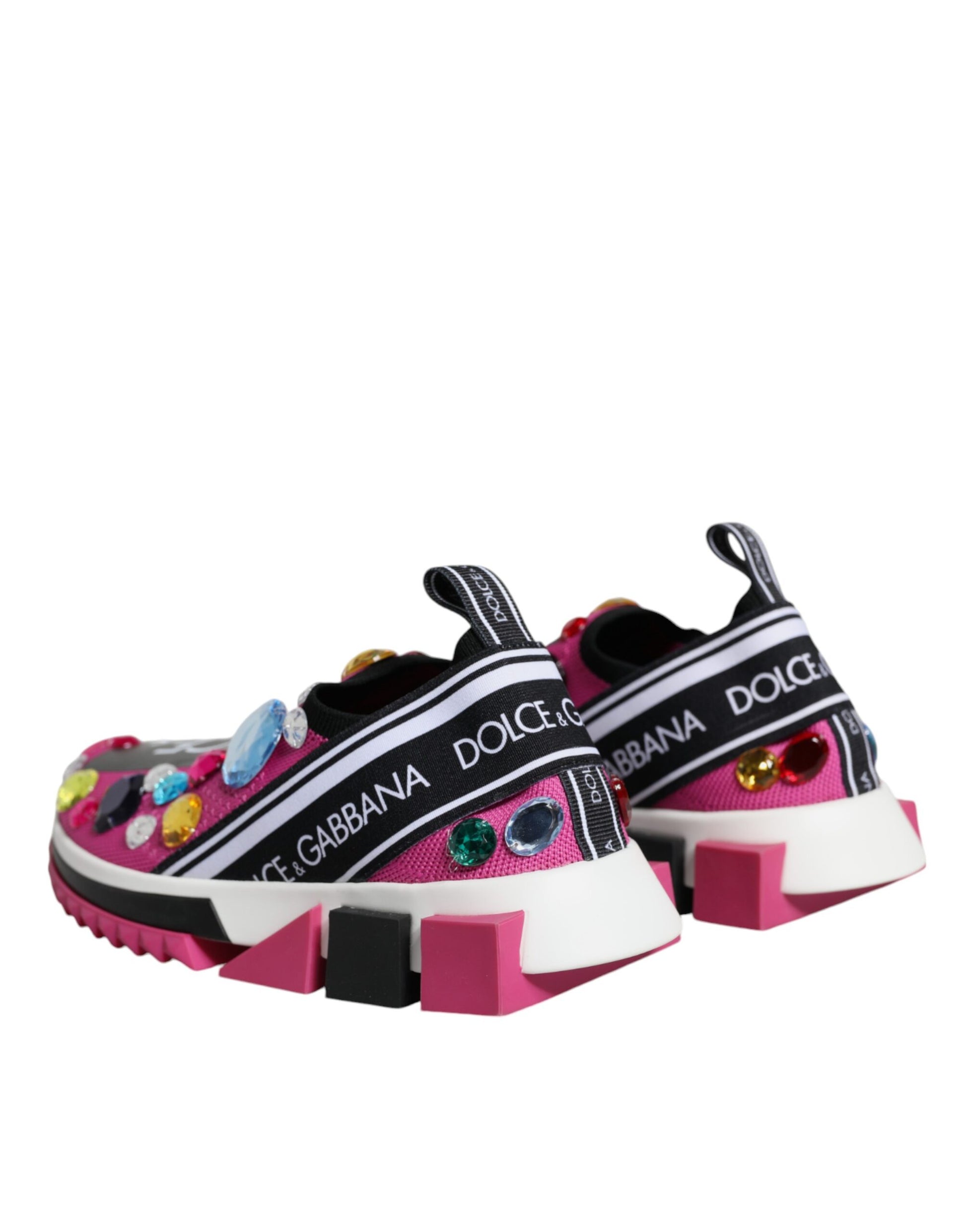 Pink Sorrento Crystals Low Top Sneakers Shoes-Dolce & Gabbana-LabelTerrace.com